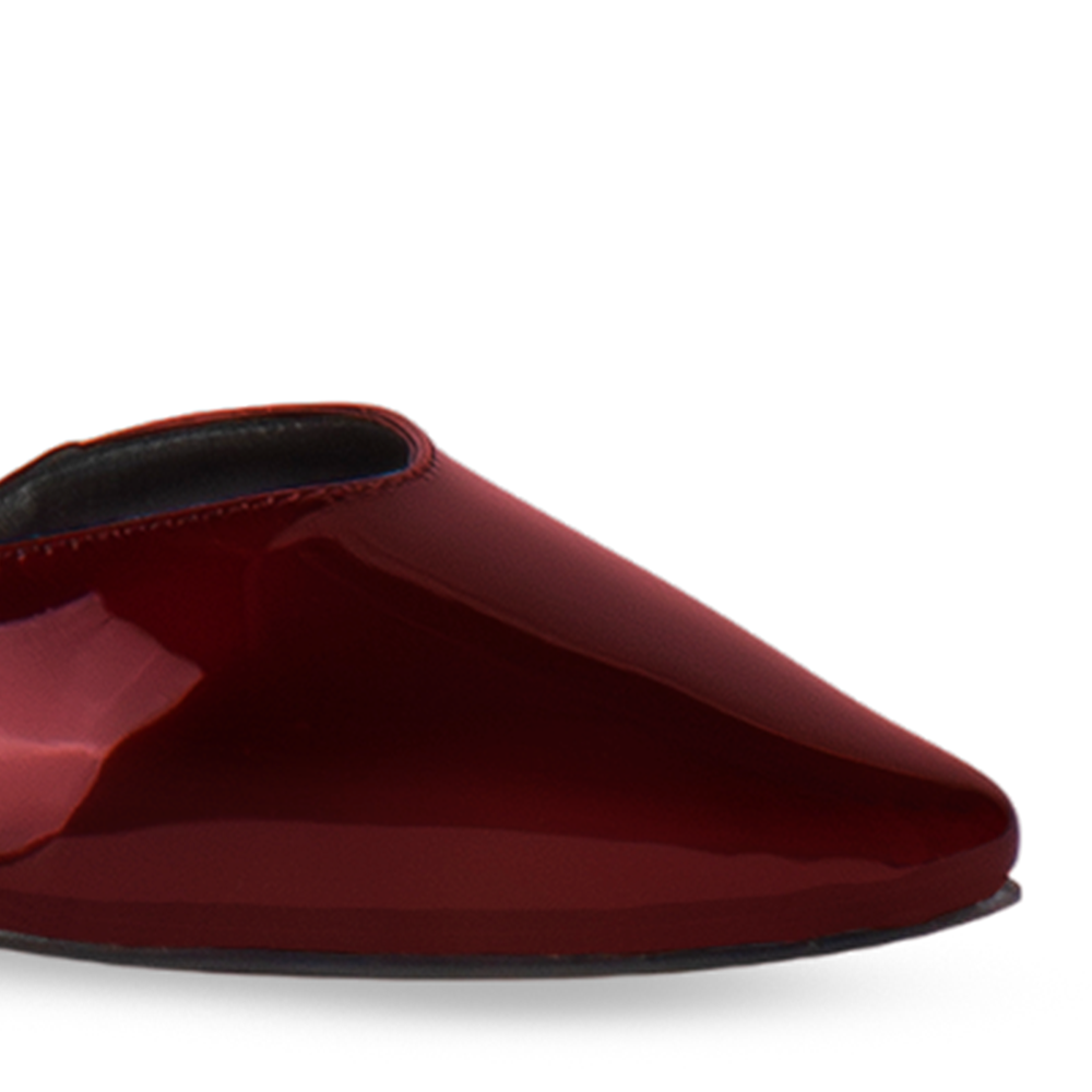 Zapatilla Vino Dama Doble Correa Cruzada Tacon Grueso Punta Fina 4930053