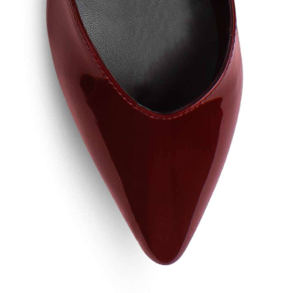 Zapatilla Vino Dama Doble Correa Cruzada Tacon Grueso Punta Fina 4930053