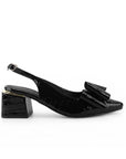Zapatilla Negro Dama Puntal Moño Destalonado Tacon Elegante Mujer 4930081