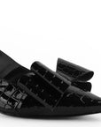 Zapatilla Negro Dama Puntal Moño Destalonado Tacon Elegante Mujer 4930081