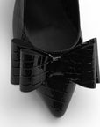 Zapatilla Negro Dama Puntal Moño Destalonado Tacon Elegante Mujer 4930081