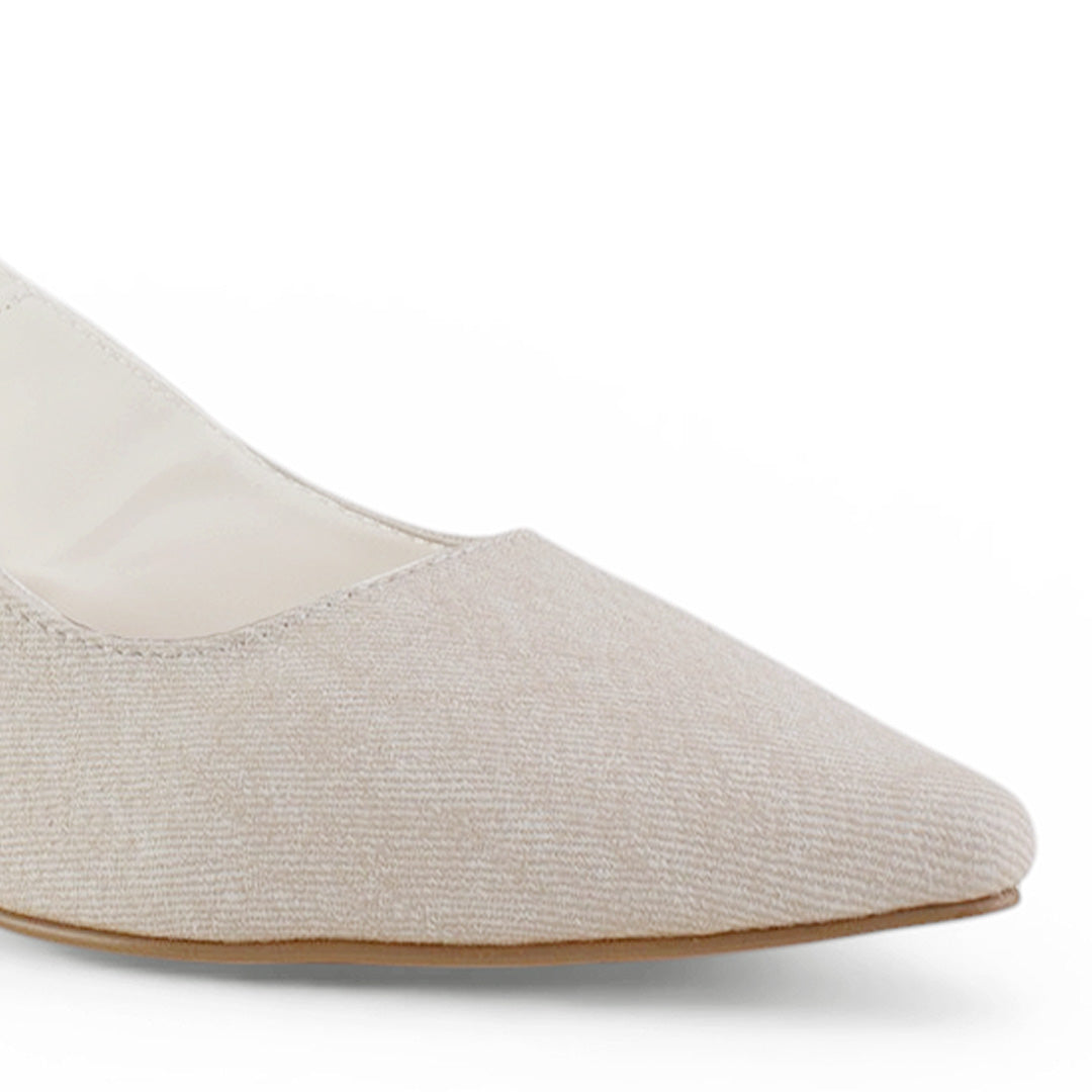 Zapatillas Beige Dama Destalonada Textura Tacón Bajo Casual Moda 4930082