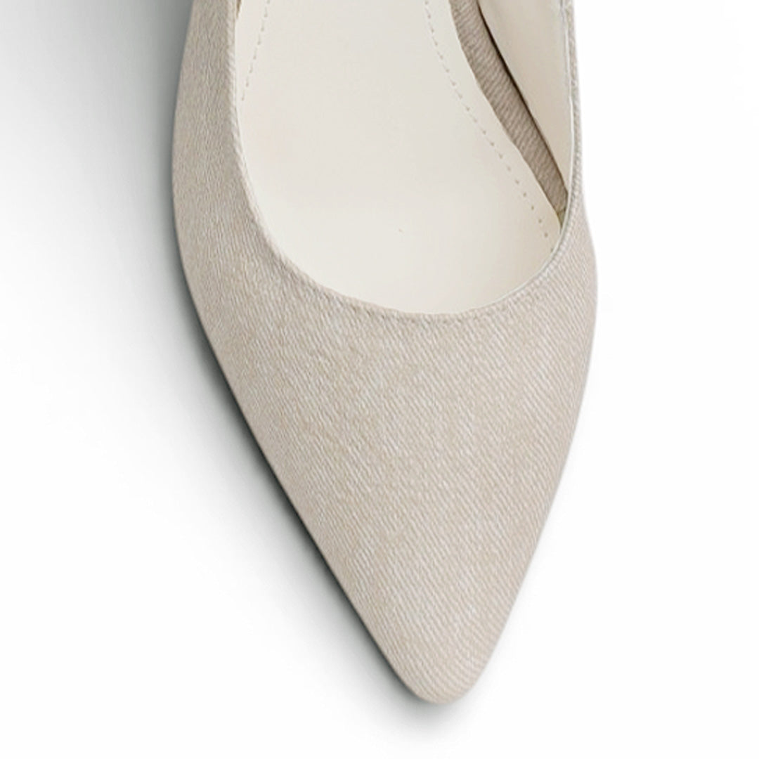 Zapatillas Beige Dama Destalonada Textura Tacón Bajo Casual Moda 4930082