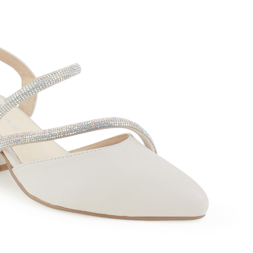 Zapatilla Beige Tornasol Pedreria Moda Elegante Mujer Fiesta Tacon Comodo 4920005