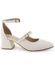 Zapatilla Beige Casual Mujer Moda Puntal Tacon Ancho Elegante 4920010