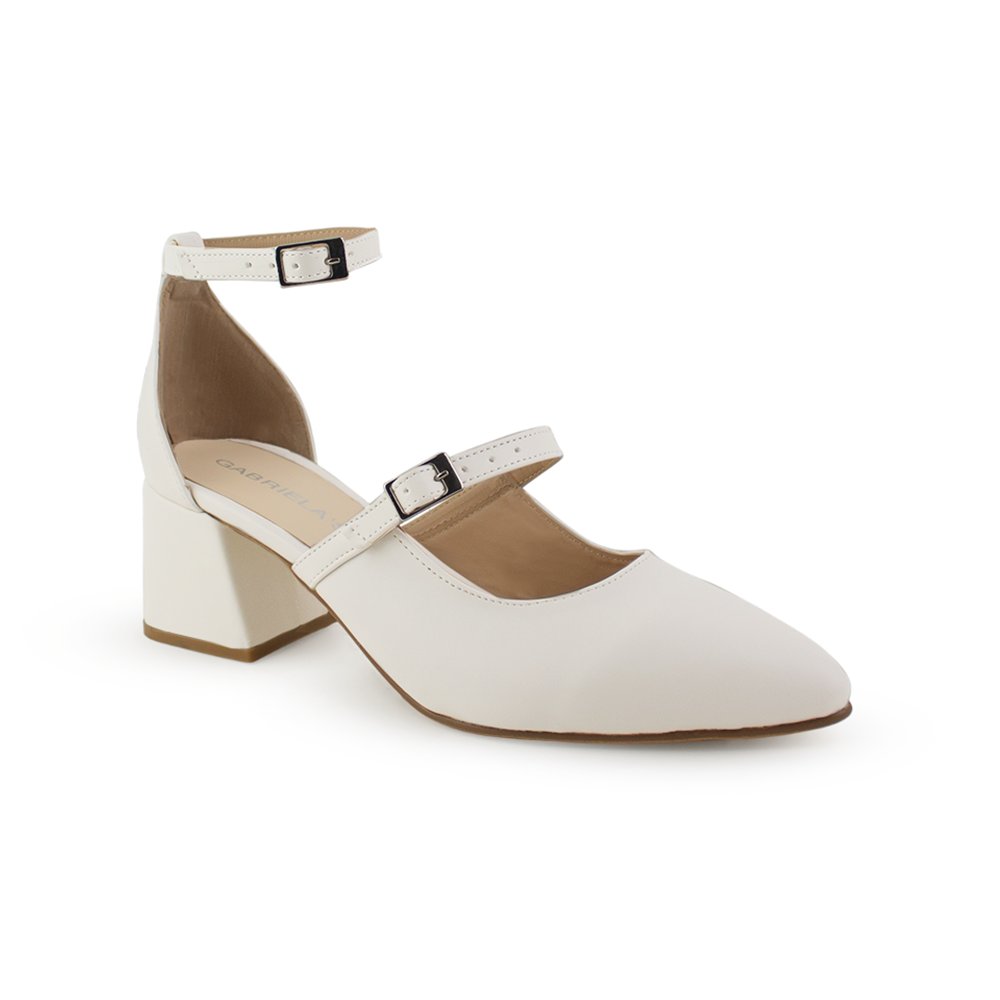 Zapatilla Beige Casual Mujer Moda Puntal Tacon Ancho Elegante 4920010