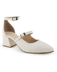 Zapatilla Beige Casual Mujer Moda Puntal Tacon Ancho Elegante 4920010