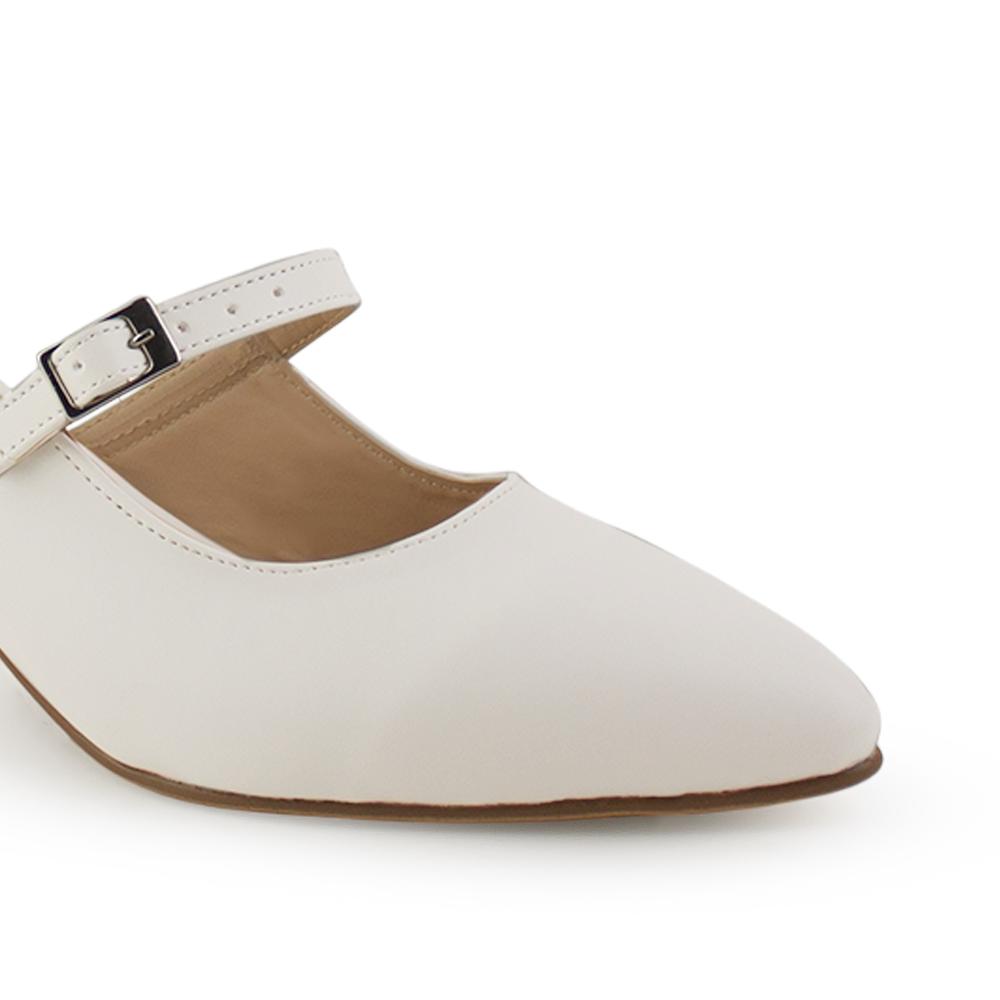 Zapatilla Beige Casual Mujer Moda Puntal Tacon Ancho Elegante 4920010