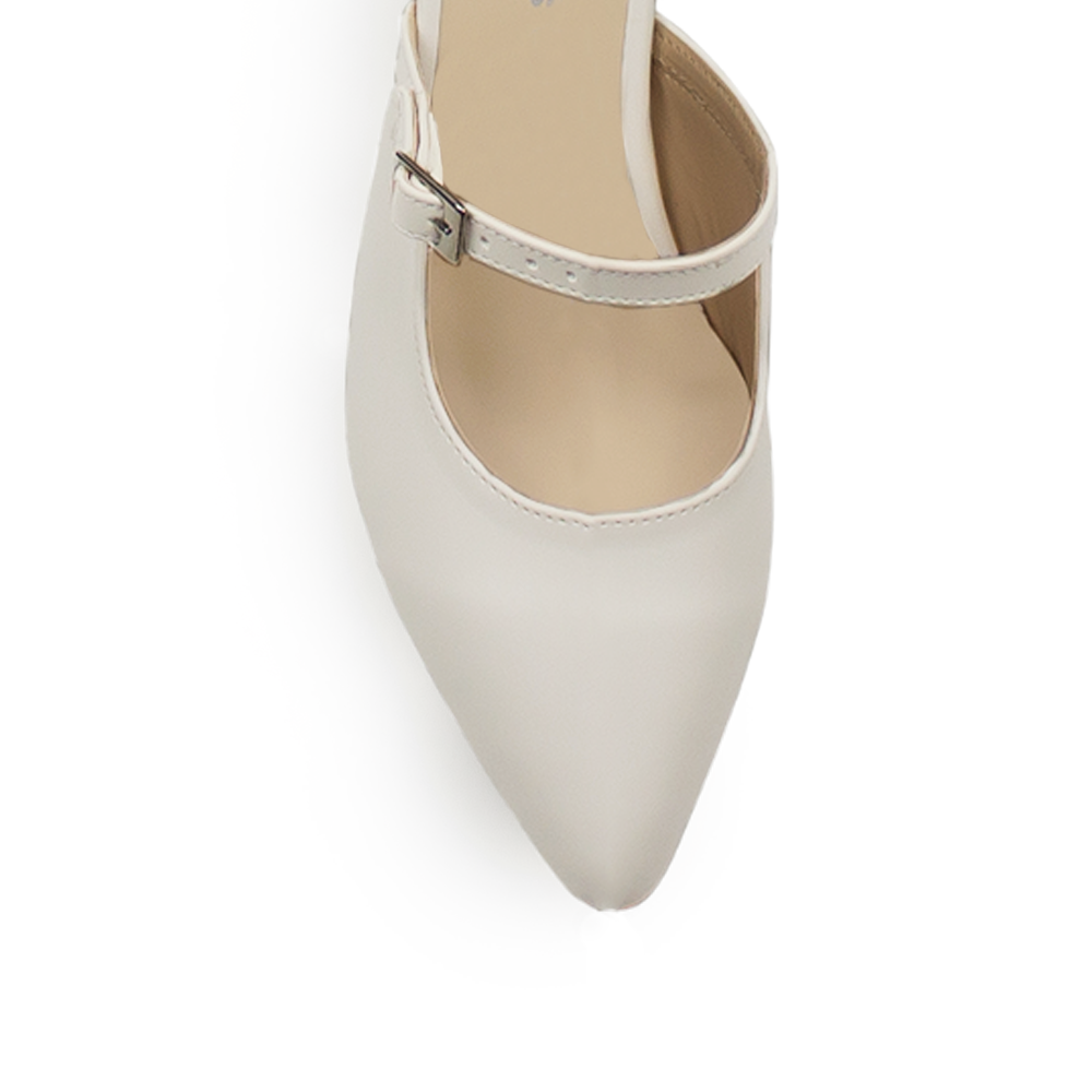 Zapatilla Beige Casual Mujer Moda Puntal Tacon Ancho Elegante 4920010