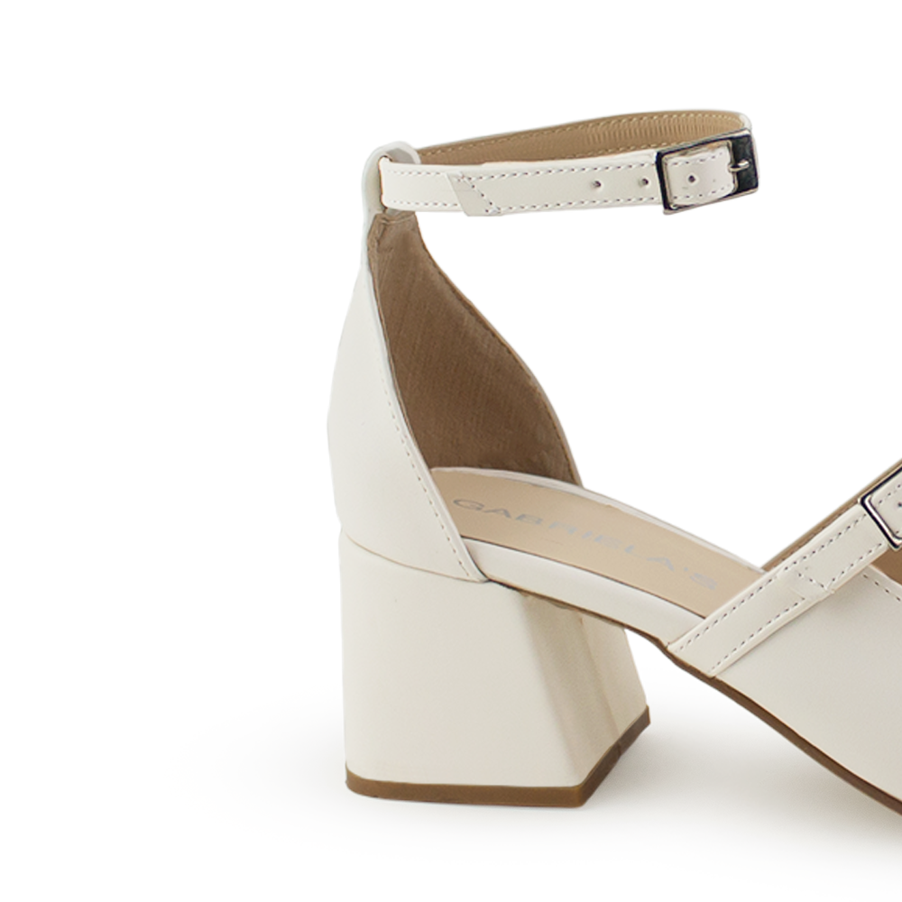 Zapatilla Beige Casual Mujer Moda Puntal Tacon Ancho Elegante 4920010