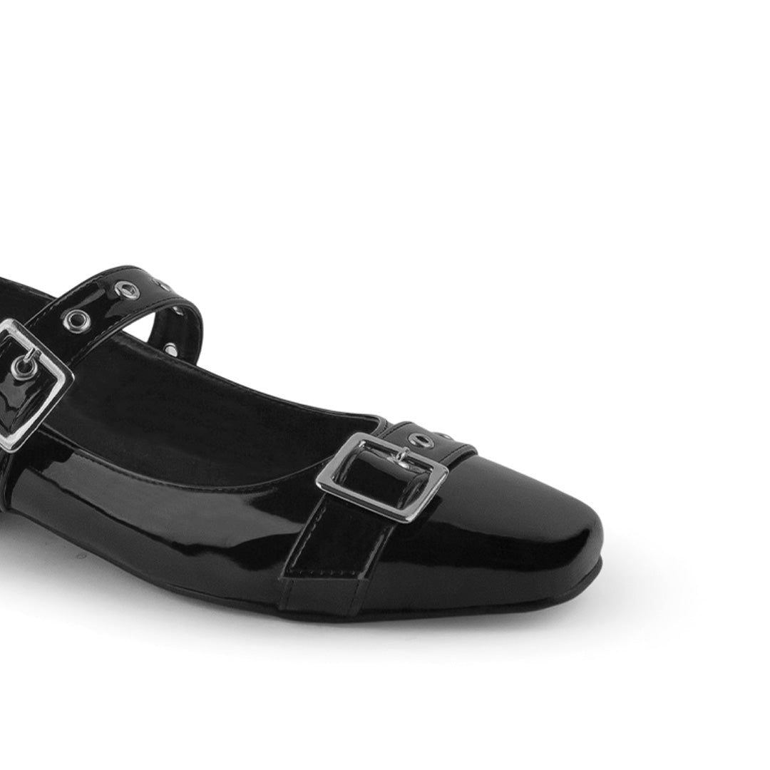 Zapatilla Negro Mujer Casual Tacon Bajo Hebilla Moda Dama 4920011