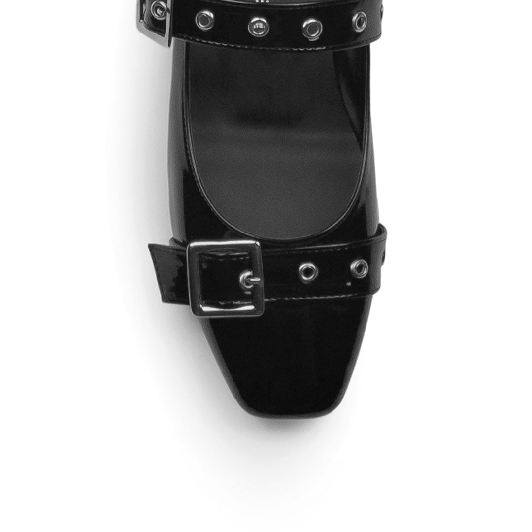 Zapatilla Negro Mujer Casual Tacon Bajo Hebilla Moda Dama 4920011