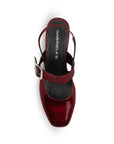 Zapatillas Vino Tacon Ancho Mujer Casual Hebilla Moda Punta Cerrada 4920013