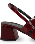 Zapatillas Vino Tacon Ancho Mujer Casual Hebilla Moda Punta Cerrada 4920013