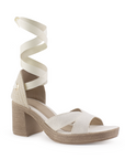 Zapatilla Beige Mujer Tacon Ancho Ajuste Listones Moda Casual Dama 3402785
