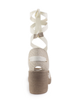 Zapatilla Beige Mujer Tacon Ancho Ajuste Listones Moda Casual Dama 3402785