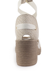 Zapatilla Beige Mujer Tacon Ancho Ajuste Listones Moda Casual Dama 3402785