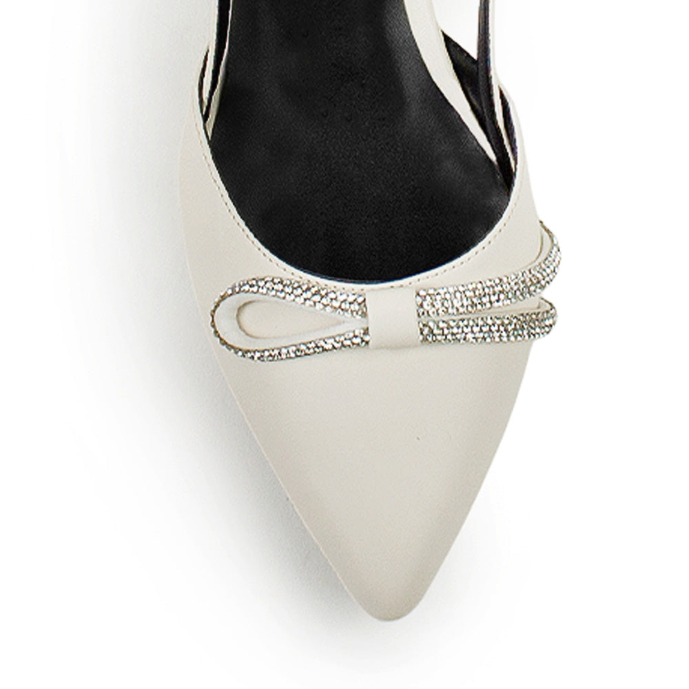 Zapato Beige Plata Talon Abierto Moño Pedreria Tacon Ancho Bajo 3402889