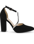 Zapatilla Negro/Plata Mujer Tacones Punta Fina Tiras Cruzadas Brillosas 3402908