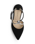 Zapatilla Negro/Plata Mujer Tacones Punta Fina Tiras Cruzadas Brillosas 3402908