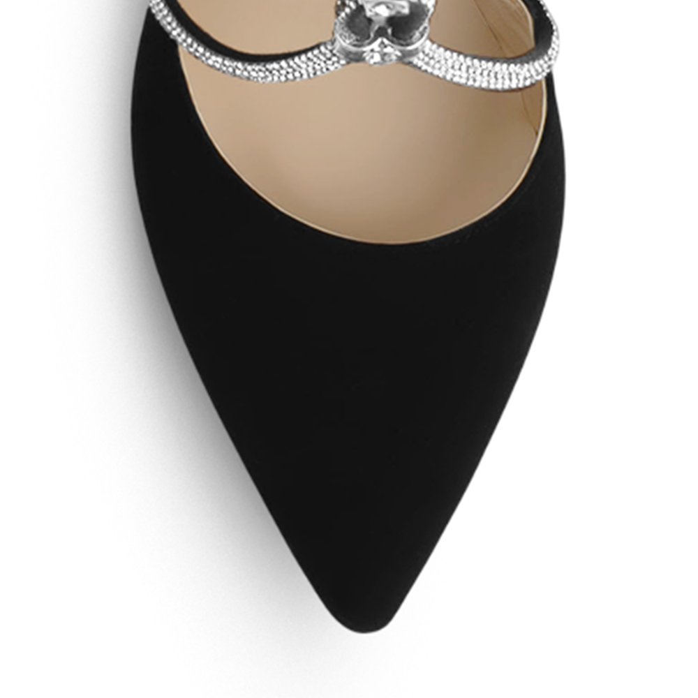 Zapatilla Negro/Plata Mujer Tacones Punta Fina Tiras Cruzadas Brillosas 3402908