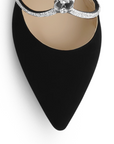 Zapatilla Negro/Plata Mujer Tacones Punta Fina Tiras Cruzadas Brillosas 3402908