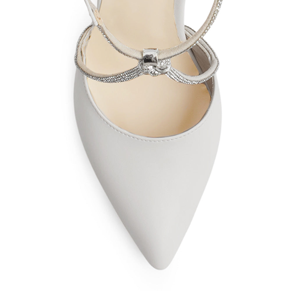 Zapatilla Beige/Plata Mujer Tacones Punta Fina Tiras Cruzadas Brillosas 3402909