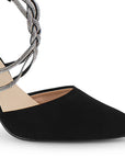 Zapatilla Negro/Plata Mujer Tiras Cruzadas Con Brillos Tacon Alto Puntal 3402915