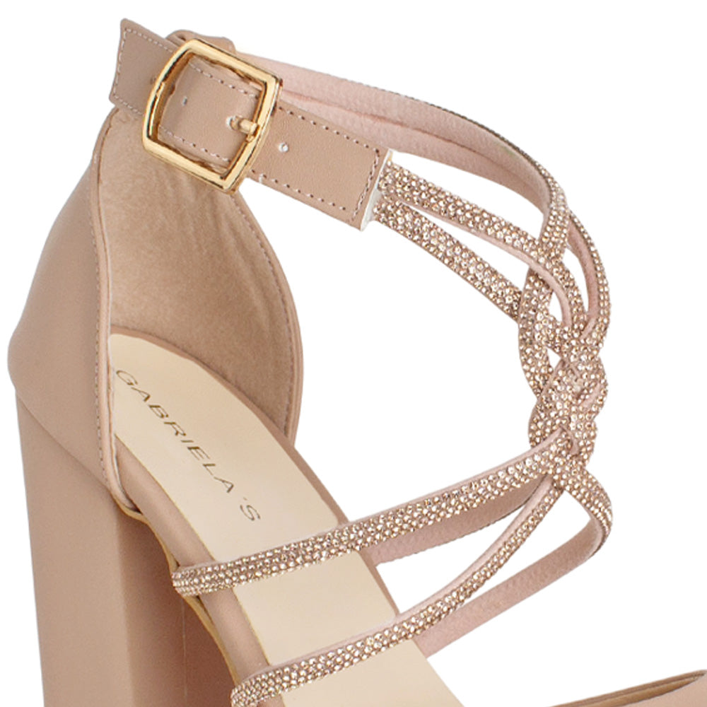 Zapatilla Maquillaje Fiesta Tacon Elegante con Tiras de Pedreria 3402923