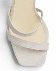 Zapatilla Beige Moda Dama Tacon Ancho Tiras Pulsera Elegante Mujer 3403008
