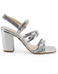 Zapatilla Plata Dama Tiras Delgadas Moda Elegante Punta Cuadrada 3403009