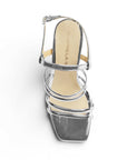 Zapatilla Plata Dama Tiras Delgadas Moda Elegante Punta Cuadrada 3403009
