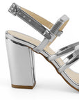 Zapatilla Plata Dama Tiras Delgadas Moda Elegante Punta Cuadrada 3403009