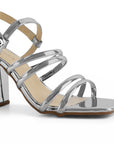 Zapatilla Plata Dama Tiras Delgadas Moda Elegante Punta Cuadrada 3403009