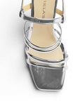 Zapatilla Plata Dama Tiras Delgadas Moda Elegante Punta Cuadrada 3403009