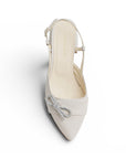 Zapatilla Beige Mujer Tacon Bajo Pultal Moño Brillos Moda Elegante 3403010