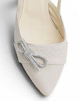 Zapatilla Beige Mujer Tacon Bajo Pultal Moño Brillos Moda Elegante 3403010