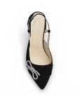 Zapatilla Negro Mujer Tacon Bajo Pultal Moño Brillos Moda Elegante 3403011
