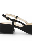 Zapatilla Negro Mujer Tacon Bajo Pultal Moño Brillos Moda Elegante 3403011