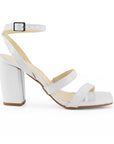 Zapatilla Beige Moda Dama Tacon Ancho Tiras Pulsera Elegante Mujer 3403012