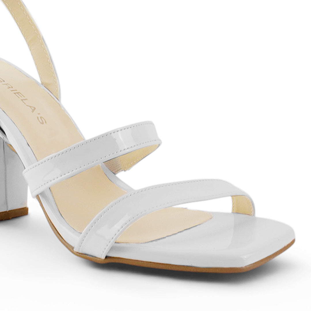 Zapatilla Beige Moda Dama Tacon Ancho Tiras Pulsera Elegante Mujer 3403012