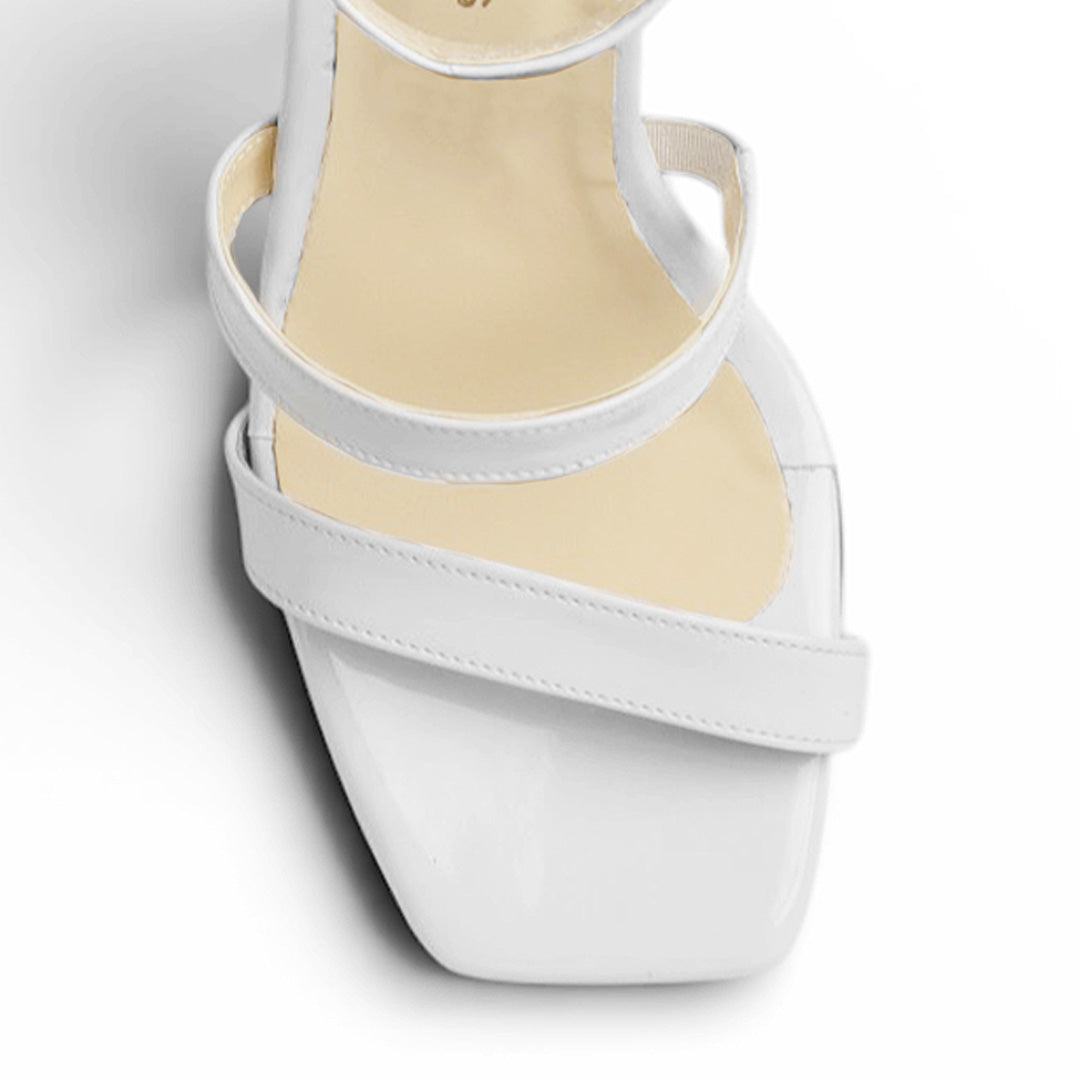 Zapatilla Beige Moda Dama Tacon Ancho Tiras Pulsera Elegante Mujer 3403012