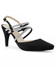 Zapatilla Negro  Puntal Dama Tiras Brillos Tacon Delgado Elegante 3403014