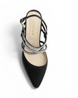 Zapatilla Negro  Puntal Dama Tiras Brillos Tacon Delgado Elegante 3403014