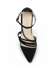 Zapatilla Negro Stiletto Dama Puntal Tiras Formal Moda Puntal 3403016