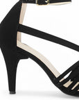 Zapatilla Negro Stiletto Dama Puntal Tiras Formal Moda Puntal 3403016