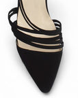 Zapatilla Negro Stiletto Dama Puntal Tiras Formal Moda Puntal 3403016