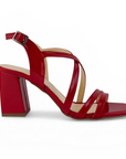 Zapatilla Rojo Mujer Tiras Cruzadas Tacon Ancho Elegante Moda 3403017