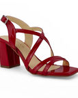 Zapatilla Rojo Mujer Tiras Cruzadas Tacon Ancho Elegante Moda 3403017