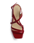 Zapatilla Rojo Mujer Tiras Cruzadas Tacon Ancho Elegante Moda 3403017